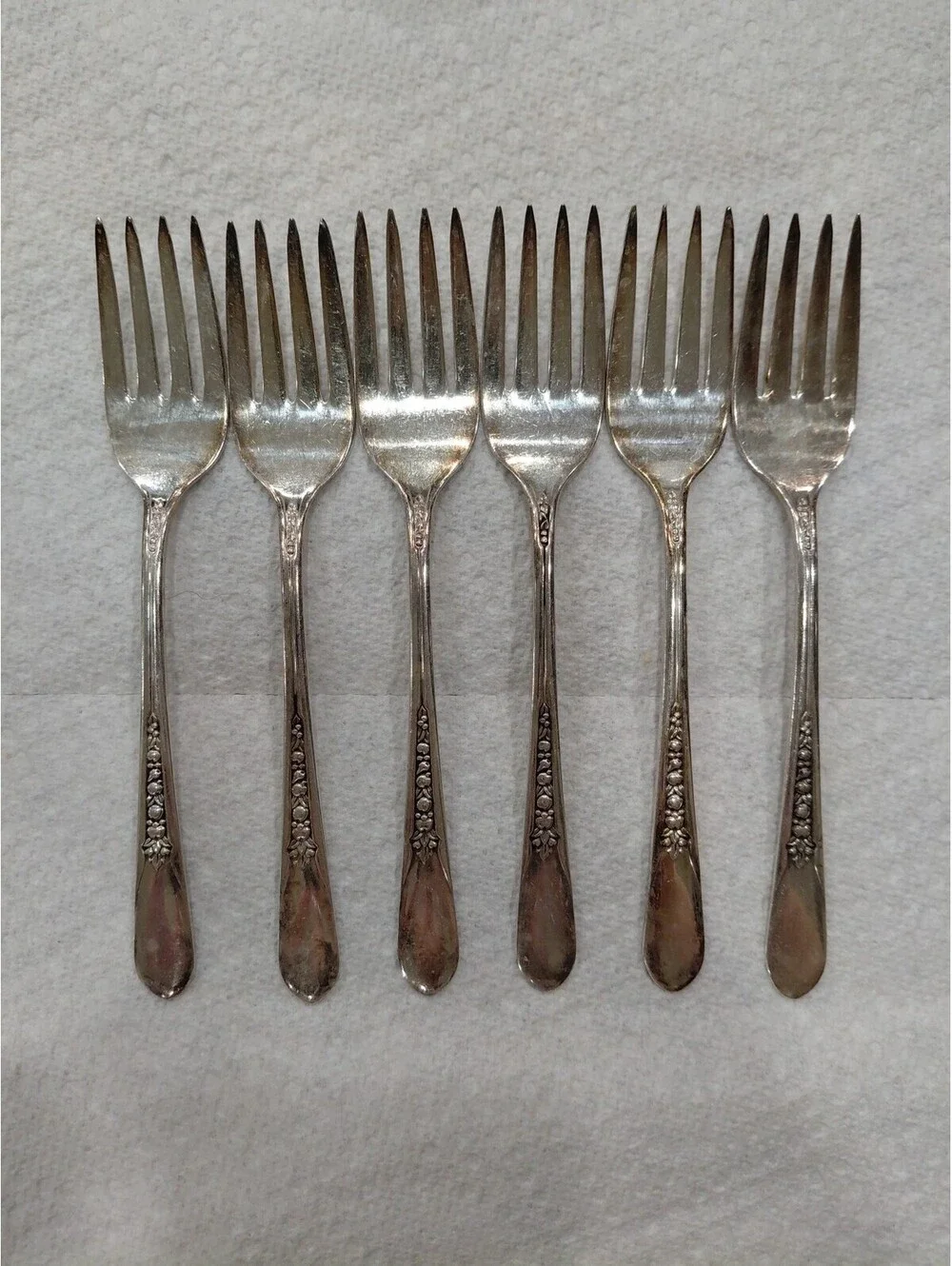 6 WM Rogers Silver Plate 1941 Priscilla Lady Ann Salad Forks 6